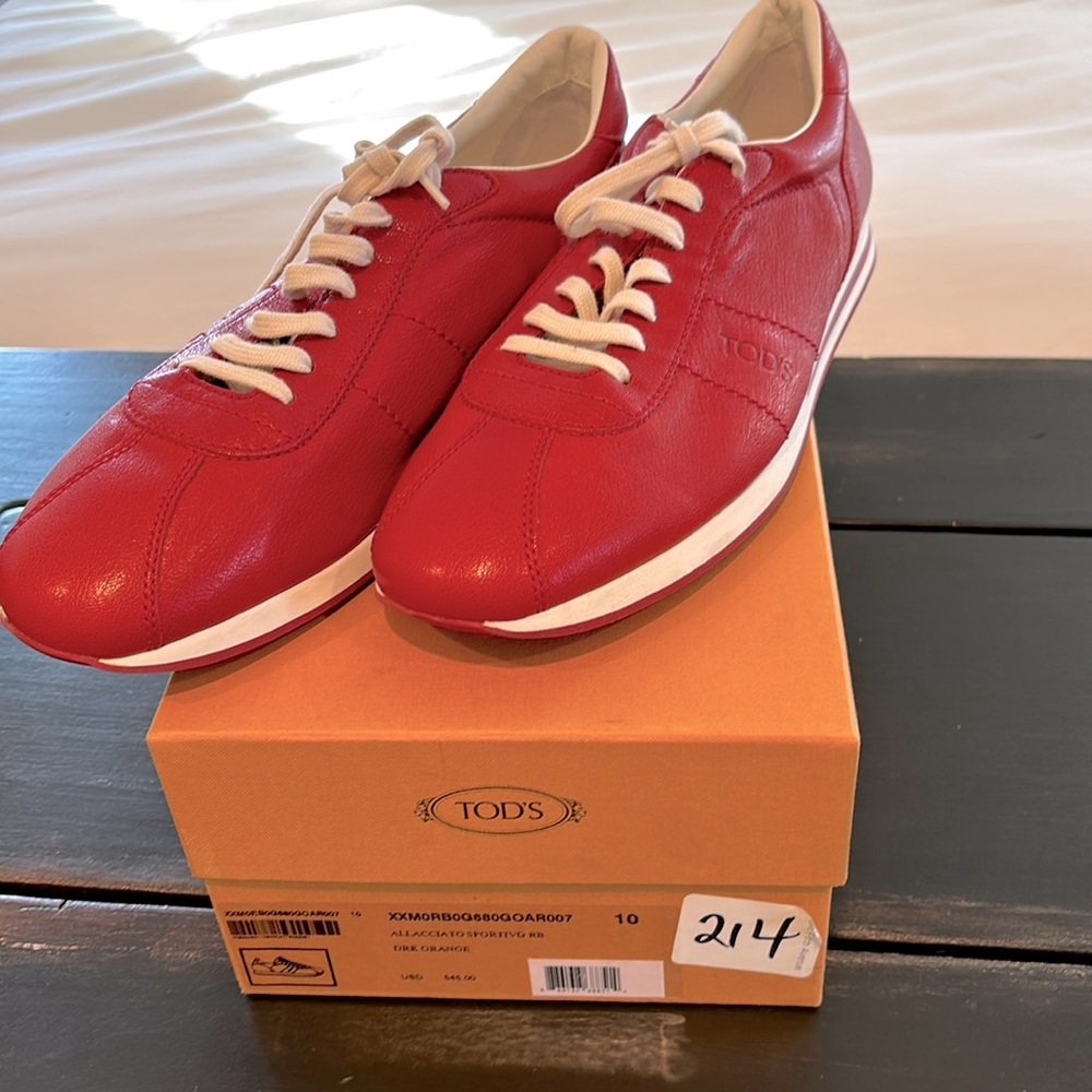 Tods Mens Allacciato Sportivo Red Sz 10
